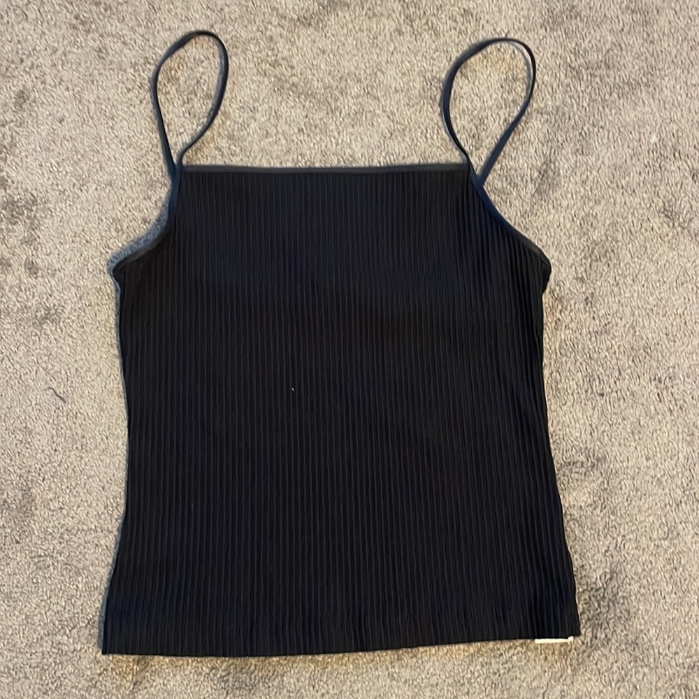 Wilfred Black Ribbed Spaghetti Strap Tank Top